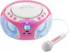 Lenco SCD 650PK Draagbare FM Radio CD/MP3/USB microfoon en licht effecten Roze online kopen