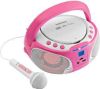 Lenco SCD 650PK Draagbare FM Radio CD/MP3/USB microfoon en licht effecten Roze online kopen