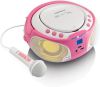 Lenco SCD 650PK Draagbare FM Radio CD/MP3/USB microfoon en licht effecten Roze online kopen