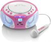 Lenco SCD 650PK Draagbare FM Radio CD/MP3/USB microfoon en licht effecten Roze online kopen